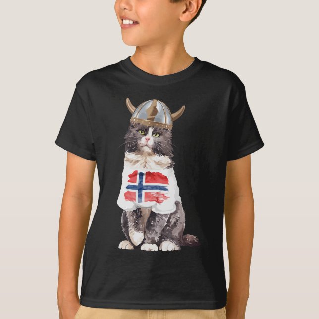 Norwegian Forest Cat Norway Flag  T-Shirt (Front)