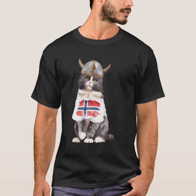 Norwegian Forest Cat Norway Flag T-Shirt (Front)