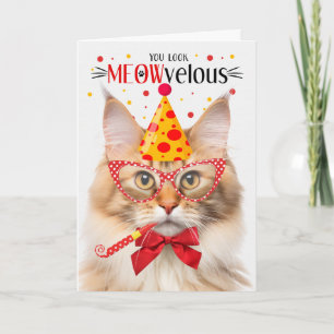 Norwegian Forest Cat Orange MEOWvelous Birthday Card