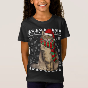 Norwegian Forest Cat Santa Hat Xmas Ugly Christmas T-Shirt