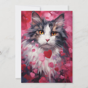 Norwegian forest cat Valentine's day Holiday Card