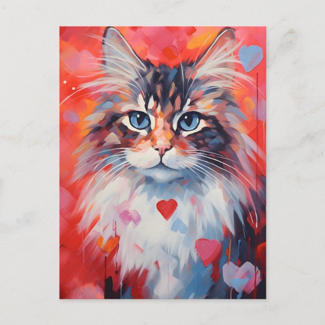 Norwegian Forest cat Valentine's day Postcard (Front)