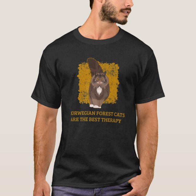 Norwegian Forest Cats Are The Best Therapy Pet Lov T-Shirt (Front)