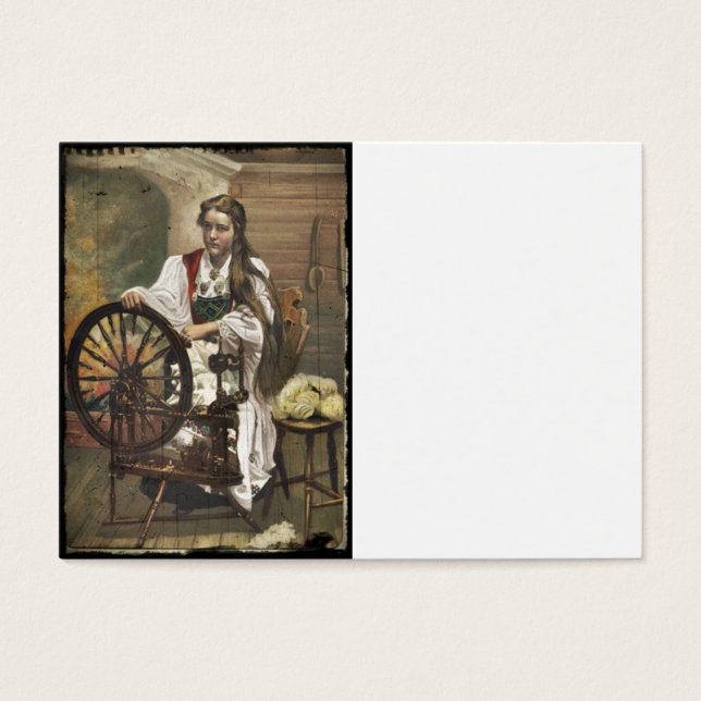 Norwegian Girl a Spinning Wheel (Front)
