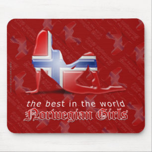 Norwegian Girl Silhouette Flag Mouse Mat