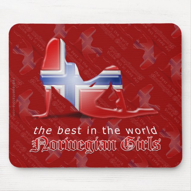 Norwegian Girl Silhouette Flag Mouse Mat (Front)