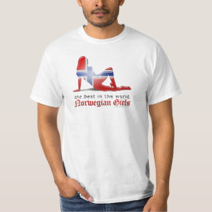 Norwegian Girl Silhouette Flag T-Shirt
