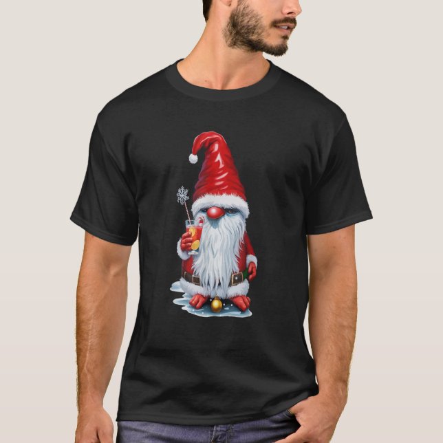 Norwegian Gnome Holding A Cranberry Juice Cocktail T-Shirt (Front)