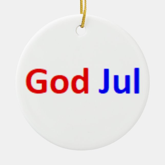 norwegian god jul ceramic tree decoration (Front)