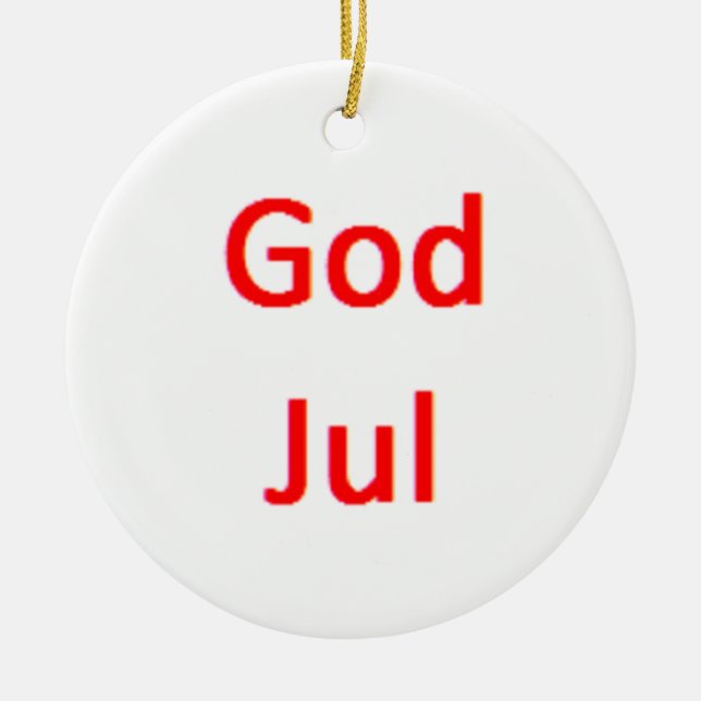 norwegian god jul ceramic tree decoration (Front)