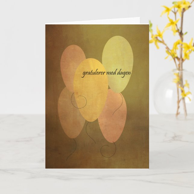 Norwegian Happy Birthday with Yellow Balloons Card (Yellow Flower)
