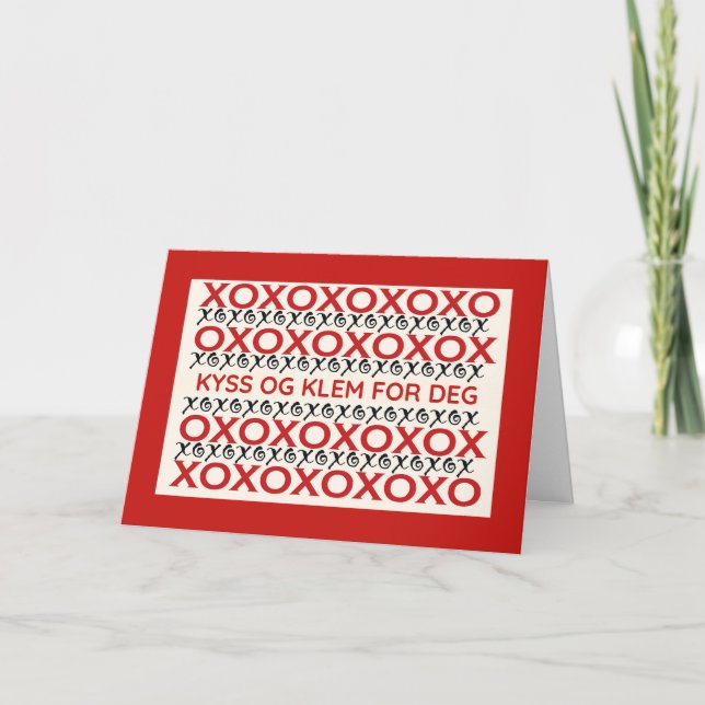 Norwegian Heartfelt Hugs and Kisses for You Card (Front)