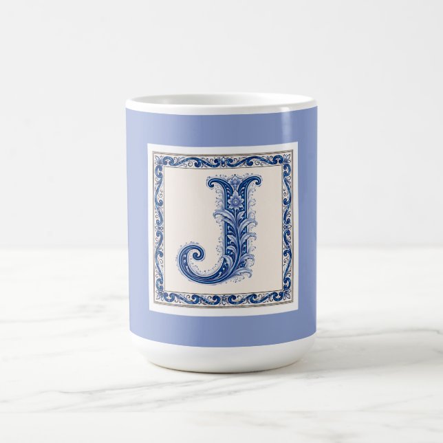 Norwegian Heritage J Monogram - Blue Coffee Mug (Center)