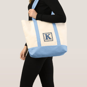 Norwegian Heritage K Monogram - Blue Tote Bag