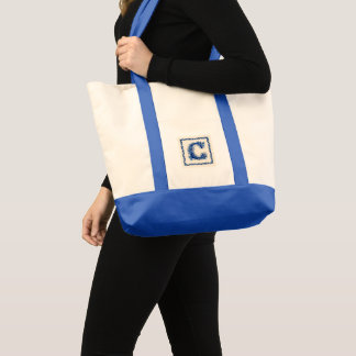 Norwegian Heritage Monogram-Blue Tote Bag
