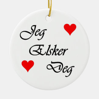 Norwegian "I love you" Norsk "Jeg Elsker Deg" Ceramic Tree Decoration