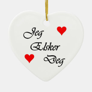 Norwegian "I love you" Norsk "Jeg Elsker Deg" Ceramic Tree Decoration