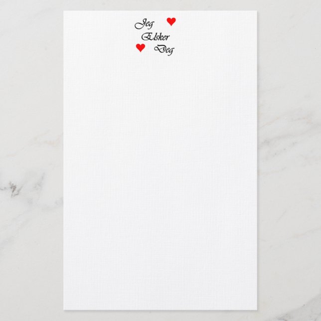 Norwegian "I love you" Norsk Jeg Elsker Deg Nordic Stationery (Front)