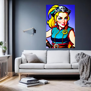 Norwegian lady Pirate AI Art Poster