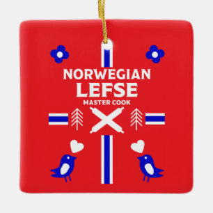 Norwegian Lefse Flatbread Apron Ceramic Ornament