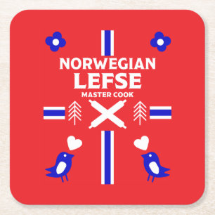 Norwegian Lefse Flatbread Apron Square Paper Coaster