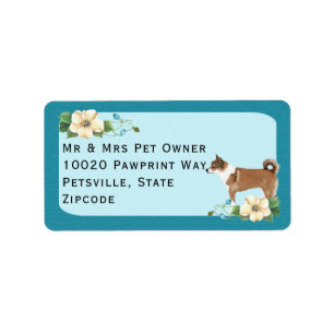 Norwegian Lundehund on Turquoise Floral Label