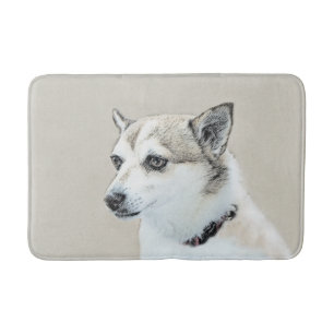 Norwegian Lundehund Painting - Original Dog Art Bath Mat