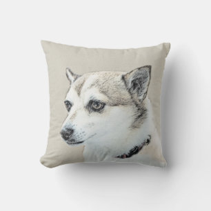 Norwegian Lundehund Painting - Original Dog Art Cushion