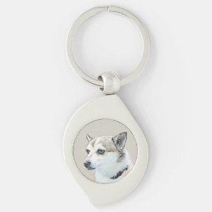 Norwegian Lundehund Painting - Original Dog Art Key Ring