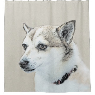 Norwegian Lundehund Painting - Original Dog Art Shower Curtain