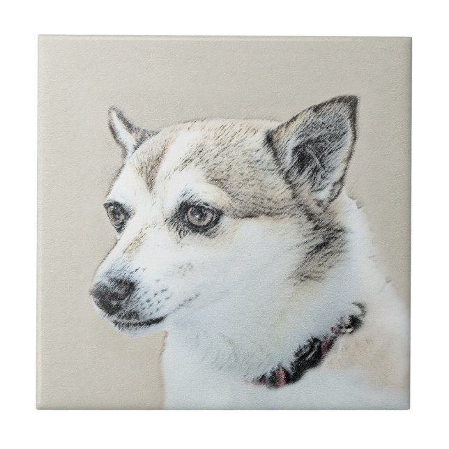 Norwegian Lundehund Painting - Original Dog Art Tile (Front)