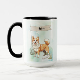 Norwegian Lundehund Watercolor Personalised Dog Mug