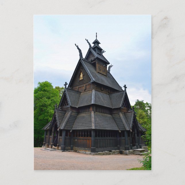 Norwegian Mediaeval Stave Church, Oslo, Norway Postcard (Front)