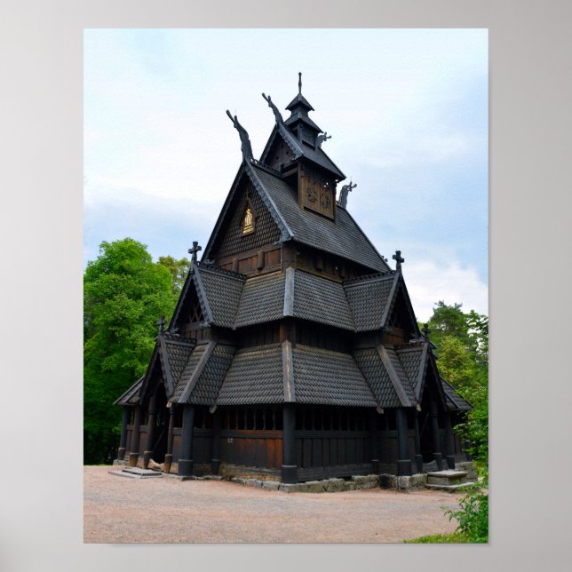 Norwegian Mediaeval Stave Church Poster (Front)