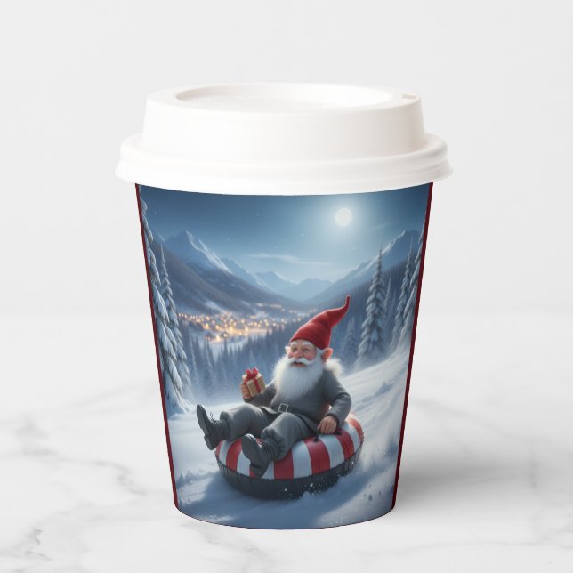 Norwegian Nisse Sledding, Paper Cups (Front)