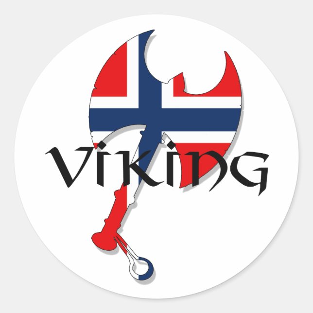 Norwegian Norse Norge Norway flag Axe Classic Round Sticker (Front)