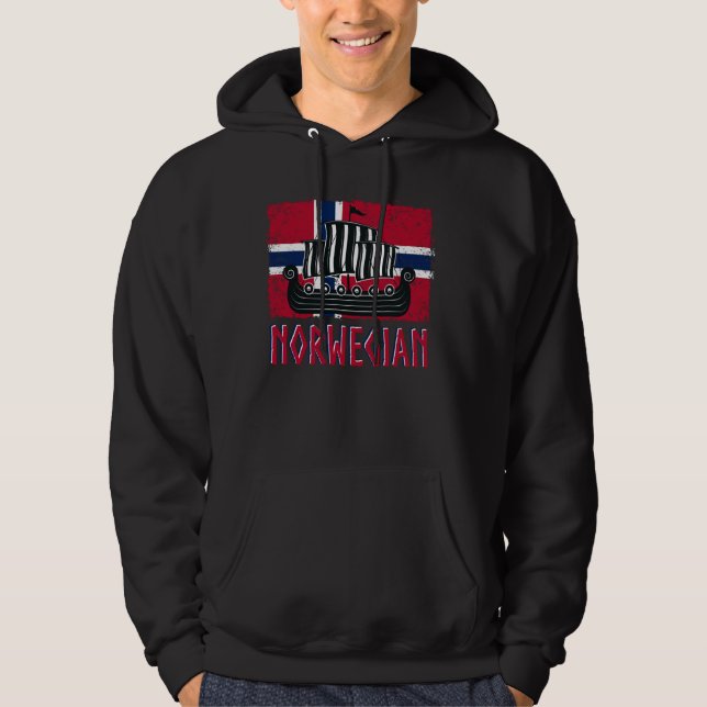 Norwegian norway aka viking funny norge nordic sca hoodie (Front)