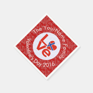 Norwegian Red LOVE Flag Personalised Napkin