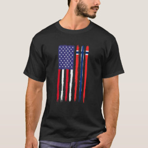 Norwegian Roots Half American Flag Patriotic Norwe T-Shirt
