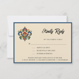 Norwegian Rosemalin Heart Reply Meal Options RSVP Card