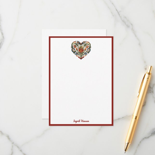 Norwegian Rosemaling Folk Art Heart  Enclosure Car Card (Front/Back In Situ)