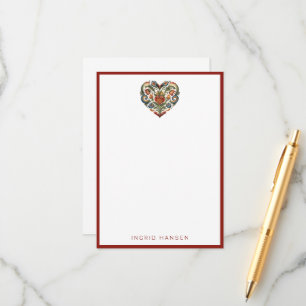 Norwegian Rosemaling Folk Art Heart  Enclosure Car Card