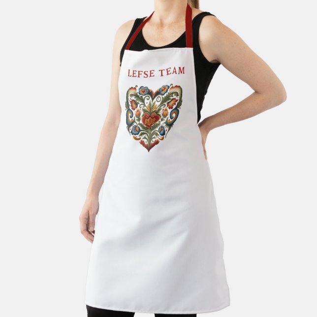 Norwegian Rosemaling Folk Art Heart | Lefse Team Apron (Insitu)