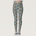 Norwegian Rosemaling Folk Art Heart Leggings<br><div class="desc">These leggings feature a Norwegian Rosemaling style Folk Art Heart design on a blue background.</div>