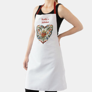 Norwegian Rosemaling Folk Art Heart Personalized A Apron