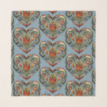 Norwegian Rosemaling Folk Art Heart scarf<br><div class="desc">This scarf feature a Norwegian Rosemaling style Folk Art Heart design on a blue background.</div>