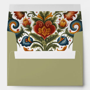 Norwegian Rosemaling Heart Envelope