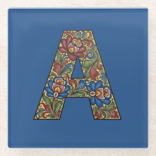 Norwegian Rosemaling Norway Initial Coaster