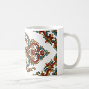 Norwegian Rosemaling Pattern Mug with Elegant Symm