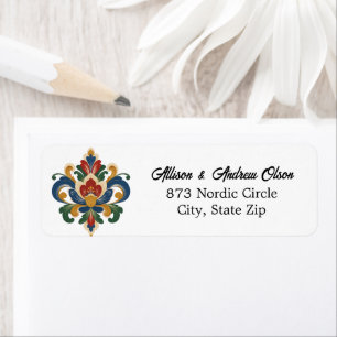 Norwegian Rosemaling Return Address Label
